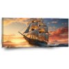Sablio Obraz Plachetnica vo vlnách pri východe slnka - 110x50 cm