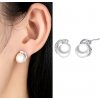 For Silver Puzetové náušnice s perlou a zirkony - Striebro 925