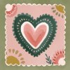 Takoy Panel na ušitie šatky umelý hodváb 73x73 srdce Love zeleno ružové-NS-27804