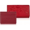 Paolo Peruzzi Darčeková sada – dámska kožená peňaženka s kvetinovým motívom a kožené puzdro na karty | červená ZUP-144-RD