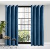 Eurofirany Dizajnový záves Rosa z jemného zamatu - 140x250 cm - modrý uchytenie dekoračné kolieska