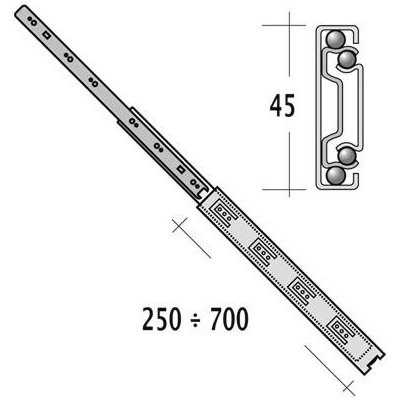 Level Guličkový plnovýsuv 400 mm 45kg 32651