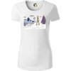 Panoráma lyžovania - Dámske tričko z organickej bavlny Origin (GOTS) - S ( Biela )
