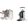 Rocket Espresso Appartamento, white, walnut + Rocket Espresso SPLUGA, chrome