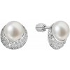 Strieborné náušnice polmesiac s riečnou perlou a zirkónmi 21099.1B