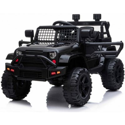 Beneo Elektrické autíčko Offroad s pohonom zadných kolies 12V batéria Vysoký podvozok široké sedadlo Odpružené nápravy 24 GHz Diaľkový ovládač MP3 prehrávač so vstupom USB/SD led svetl čierna