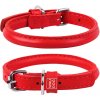 okrúhly kožený čiervený obojok pre dlhosrtsté psy Obvod krku: 33-41cm, šírka obojku: 8mm