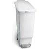 NIKARO s.r.o. Plastový úzky pedálový odpadkový kôš Simplehuman 40l, biela