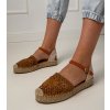 Gemre Hnedé sandále espadrilky ažúrové Santos biela