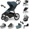 Set 10v1 Thule Urban Glide 4-wheel Dark Slate s magnetickou sponou + madlo + vanička Mid Blue + pláštenky a moskytiéry Thule + Autosedačka Thule Maple Light Gray s ISOFIX základňou Thule Alfi a adapté
