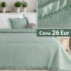 Eurofirany Prehoz na posteľ FALBANKA šalviový s volánovým lemom mätová Polyester 200x220 cm