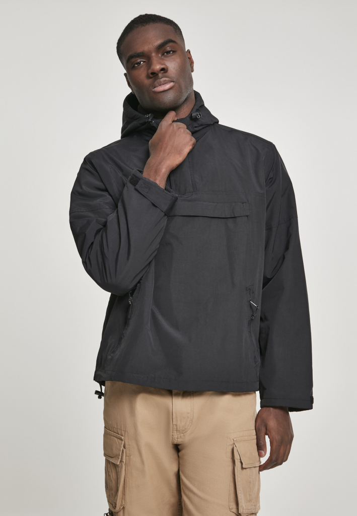 Urban Classics fleece Pull Over Windbreaker black