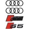 Čierne emblémy Audi S5 Coupé krúžky + S5 gril + S5 zadná páska 3M