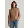 SVETER GANT WIDE RIBBED WOOL STAND COLLAR CARAMEL BEIGE
