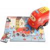 TOP BRIGHT Dřevěné puzzle s hračkou: Hasičské auto 24 dílků