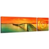 2-dielny obraz s hodinami, Sunset paradise, 158x46cm
