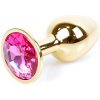 Boss Series Jewellery Gold Plug PINK - zlatý análny kolík s drahokamom 7 x 2,7 cm