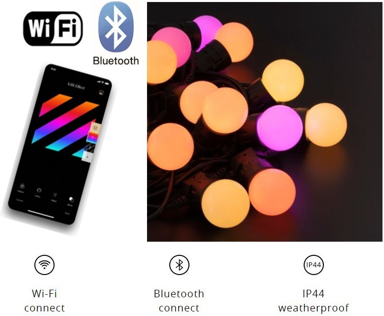 Svetla na stromcek vianocny LED osvetlenie žiarovky 20ks RGB Twinkly Feston BT Wi-Fi