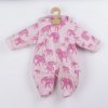 Zateplená dojčenská kombinéza s kapucňou Baby Service Slony ružová Farba: Ružová, Veľkosť: 74 (6-9m)