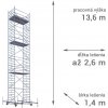 SCAFOM-RUX Pojazdné lešenie RUX MOBILO 1400 - pracovná výška 13,6 m Dĺžka: 260 cm