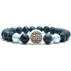 Trendový meditačný Buddha náramok z lávového kameňa - ornament