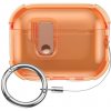 AppleKing priehľadný obal so zapínaním a karabínkou pre AirPods Pro 3 - oranžový - možnosť vrátiť tovar ZADARMO do 30tich dní
