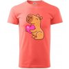 Zamilovaná kapybara - Klasické pánske tričko vyššej gramáže - M ( Korálová )