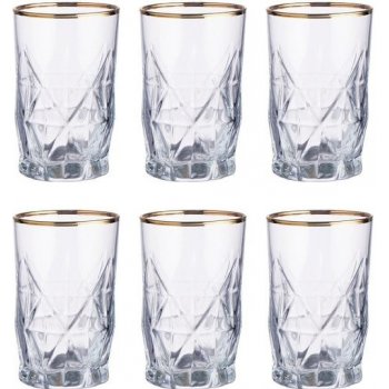 Butlers UPSCALE Sada pohárov na liehoviny so zlatým okrajom 6 x 110 ml