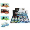 Teddies Autobus retro kov/plast 12cm na batérie so zvukom so svetlom na spätné natiahnutie, 4 farby