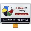 Waveshare 7.3inch 6-Color E-Paper Display, E-Ink Display, Low Power Consumption, 800×480, Without driver board