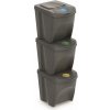 Prosperplast SORTIBOX Sada 3 odpadkových košov 3 x 25 l, šedý kameň IKWB25S3
