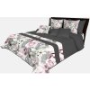 Sivý dekoračný prehoz na posteľ s prešívaním a motívom kvetov sivá Šírka 170 cm | Dĺžka 210 cm Mikrovlákno
