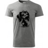 Čiernobiela karikatúra jazvečík - Klasické pánske tričko vyššej gramáže - 3XL ( Tmavosivý melír )