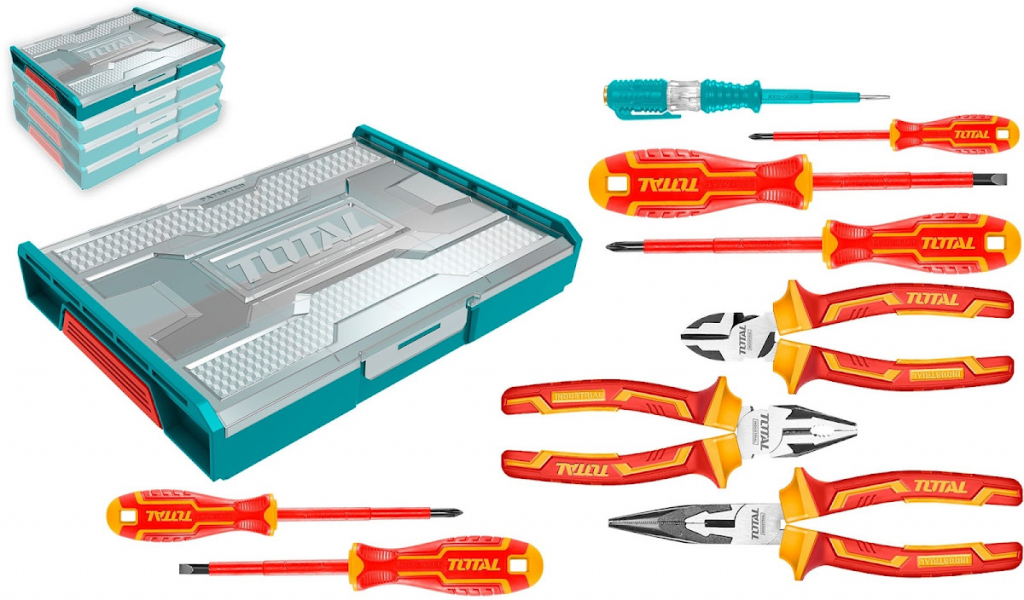 TOTAL Elektrikárske náradie, sada 9 ks, industrial THKTV02H091
