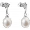 MSPERK Strieborné dámske náušnice s bielou riečnou perlou Hmotnosť Ag 925/1000: 1 g + RH Ag 925/1000