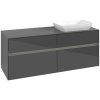 VILLEROY & BOCH Collaro závesná skrinka pod umývadlo na dosku (umývadlo vpravo), 4 zásuvky, s LED osvetlením, 1400 x 500 x 548 mm, Glossy Grey, C118B0FP