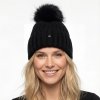 Goldbergh Una beanie s brmbolcom z pravej kožušiny Čierna