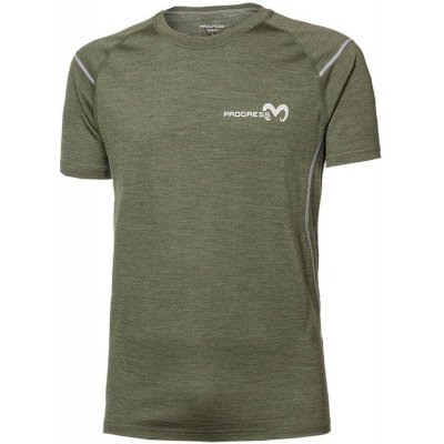 MW NKR Merino tričko s krátkym rukávom khaki melír