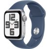 Apple Watch SE GPS 44mm Silver Aluminium Case with Denim Sport Band - S/M
