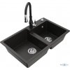 MEXEN/S MEXEN/S - Tomas granitový drez 2-bowl vrátane batérie Savita, čierna/zlatá metalik 6516-75-672601-70
