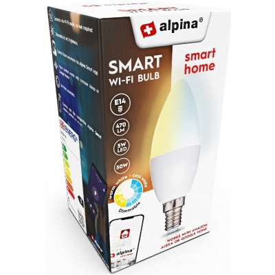 ALPINA Múdra žiarovka LED WIFI biela stmievateľná E14 ED-225441