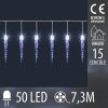 Vianočná led svetelná reťaz vonkajšia - 15 cencúle - 50led - 7,3m studená biela