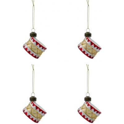 House Doctor Vianočná ozdoba Tambur Red Gold – set 4 ks