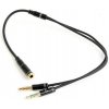 Gembird audio adaptér 3.5 mm 4-pin (F) na 2 x 3.5 mm stereo jack (M), kovové, kábel 0.2m CCA-418M