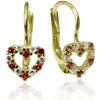 GOLDIE Zlaté náušnice srdiečka Outline červené KEA243.ZOB