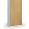 Šatníková skrinka S1 s úložnými boxmi, 6 boxov, 1850 x 900 x 500 mm, otočný zámok, laminované dvere, buk