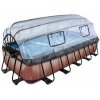 Bazén s krytom pieskovou filtráciou a tepelným čerpadlom Wood pool Exit Toys oceľová konštrukcia 540*250*100 cm hnedý od 6 rokov