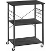 Kuchynský stojan na kolieskach, Servírovací vozík s 3 úrovňami, ebenový čierny