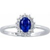 Silvego Zlatý zásnubný prsteň princeznej KATE z bieleho zlata s prírodným safírom a diamantmi 0,20 ct DNN2809RGWDBS