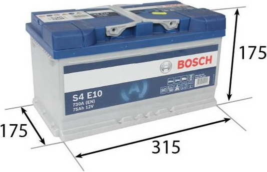 Bosch S4E10 - Autobatterie - 75A/h - 730A - EFB-Technologie - angepasst für  Fahrzeuge mit Start/Stopp-System : : Auto & Motorrad
